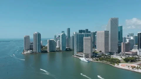 Panoramic View of Brickell Key in Brickell, Miami Stock Footage 173733844