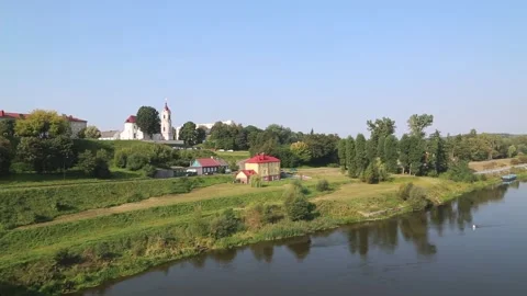 Panoramic view from the bridge on the Neman river in Grodno, Belarus Stock-Footage 160760739