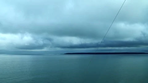 Panoramic view from the bridge of the ship to the Baltic Sea and the blue sky. Stock Footage 248531776