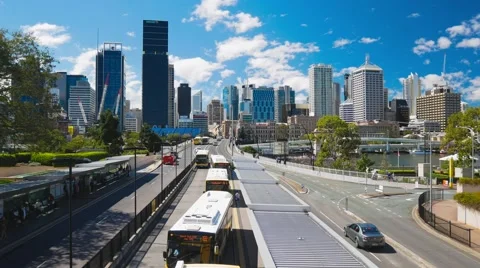 Panoramic view of Brisbane Skyline as seen from South Bank Stock Footage 66872886