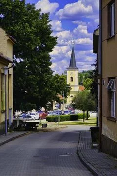 Panoramic view of Brno-Bystrc district with Church of Saint John the Baptis.. 库存照片