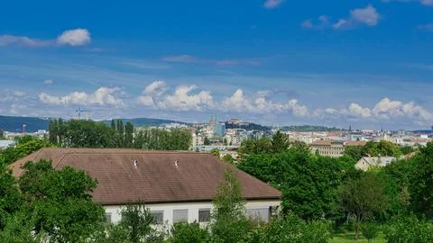 Panoramic View of Brno Cityscape Stock Photos