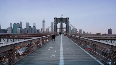 Panoramic View of Brooklyn Bridge, New York Stock Footage 24409642