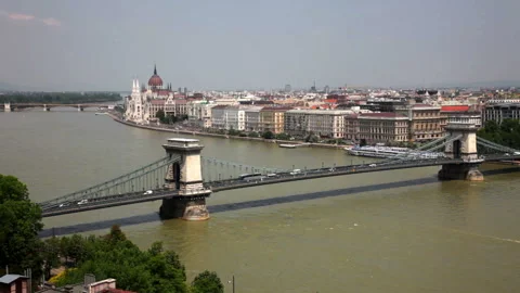 Panoramic view of Budapest Stock Footage 98492966