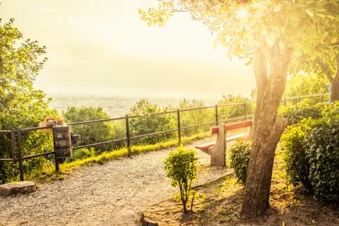 Panoramic view of Budapest with a full trashcan and lots of garbage Stock Photos