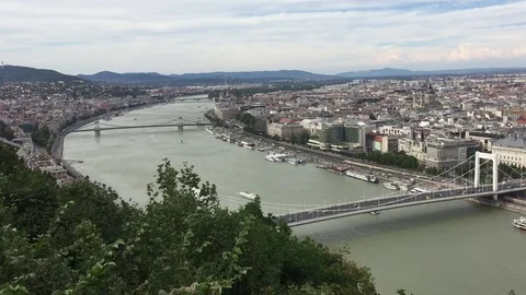 Panoramic view of Budapest  from Gellert hill viewpoint Stock Footage 83077865