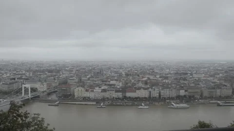 Panoramic view of Budapest from Gellert hill Видео 166084442