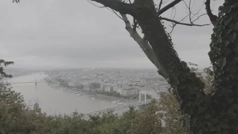 Panoramic view of Budapest from Gellert hill Stock Footage 166090572