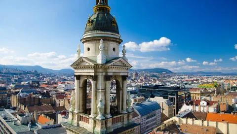Panoramic view of Budapest from Saint Stephens Basilica, Hungary Stock Photos