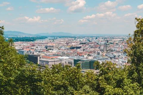 Panoramic view of budapest in summer time Stock Photos