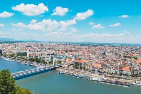 Panoramic view of budapest in summer time Stock Photos