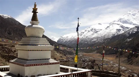 Panoramic view from buddhist stupa on Himalayas Video stock 67646987
