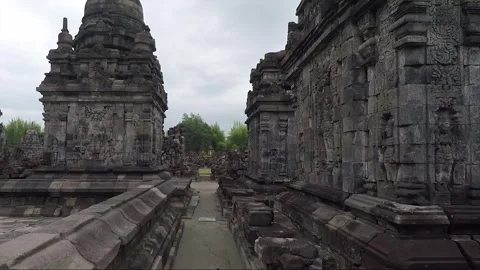 Panoramic View, Buddhist Stupas, Sewu Temple Compound, Java, Indonesia 스톡 동영상 310620311