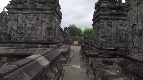 Panoramic View, Buddhist Stupas, Sewu Temple Compound, Java, Indonesia 스톡 동영상 310620602