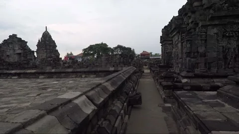 Panoramic View, Buddhist Stupas, Sewu Temple Compound, Java, Indonesia Stock Footage 310824587