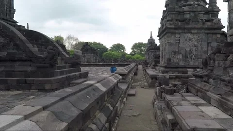 Panoramic View, Buddhist Stupas, Sewu Temple Compound, Java, Indonesia 库存影片 310901546