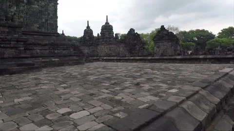 Panoramic View, Buddhist Stupas, Sewu Temple Compound, Java, Indonesia Video stock 310902953