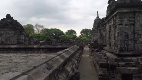 Panoramic View, Buddhist Stupas, Sewu Temple Compound, Java, Indonesia 스톡 동영상 310960227