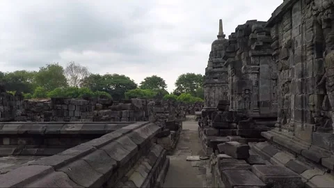 Panoramic View, Buddhist Stupas, Sewu Temple Compound, Java, Indonesia 스톡 동영상 310960528