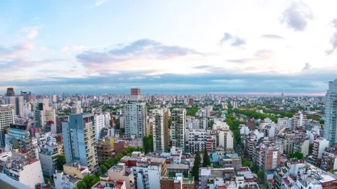 Panoramic view of Buenos Aires on a cloudy day Stock Footage 73507553