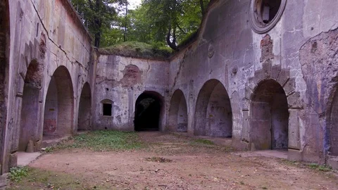 Panoramic view of the bunkers inside the fortress Video stock 126585299