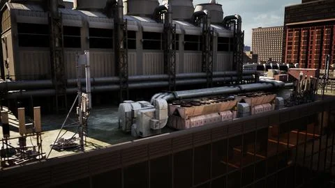 A panoramic view of a bustling American cityscape Stock Illustration