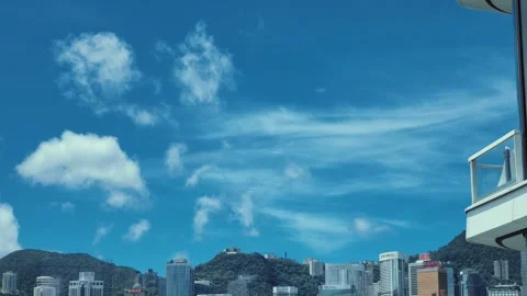 A panoramic view of the bustling Hong Kong skyline from a high vantage point Video stock 338164983