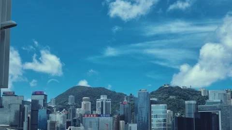 A panoramic view of the bustling Tsim Sha Tsui district in Hong Kong's skyline Video stock 338164948