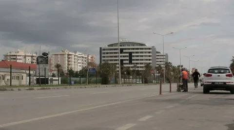 Panoramic view of the busy street Stock Footage 61822804