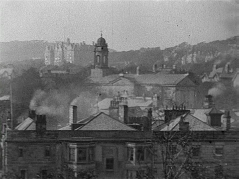 Panoramic view of Buxton buildings and houses, United Kingdom, 1901 Stock Footage 132021997