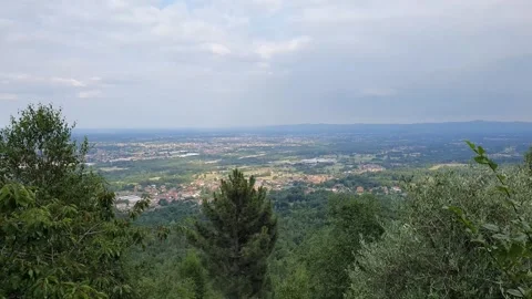 Panoramic view from Ca Bianca near Cafasse in Piedmont, Italy, overlooking .. Stock Footage 313009120