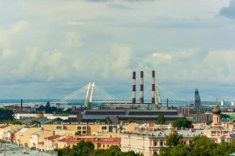 Panoramic view of the cable-stayed bridge in St. Petersburg, Russia Stock-Fotos