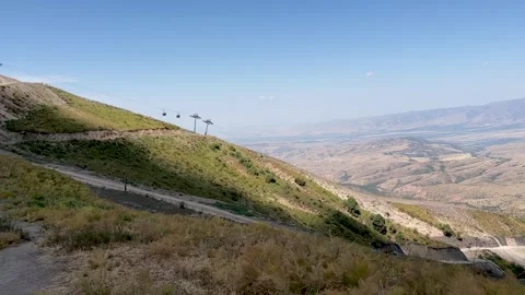 Panoramic view. Cableway in the Chimgan mountains. Resort Amirsay Stock Footage 249208215