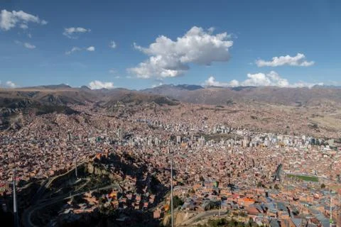 Panoramic view from the cableway of La Paz, Bolivia Stock Photos