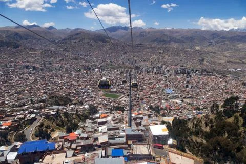 Panoramic view from the cableway of La Paz, Bolivia Stock Photos
