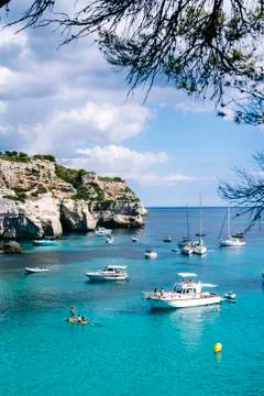 Panoramic view of Cala Macarelleta, Menorca Spain. Stock Photos