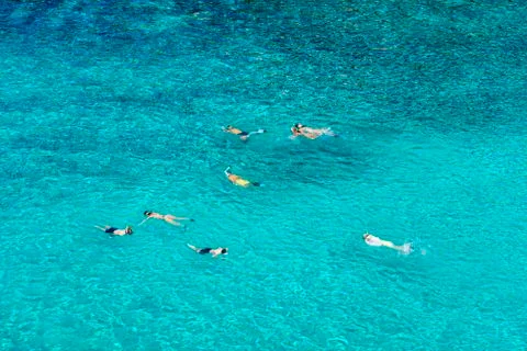 Panoramic view of Cala Macarelleta, Menorca Spain. Stock Photos