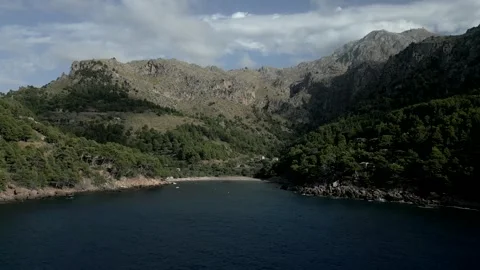 Panoramic view cala tuenc at sunset. Stock Footage 320938819