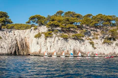 Panoramic view of the Calanque of Cassis Stock Photos