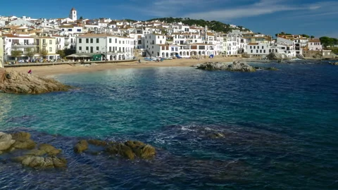 Panoramic view of "CALELLA DE PALAFRUGELL".Hyper lapse. Stock Footage 123075001