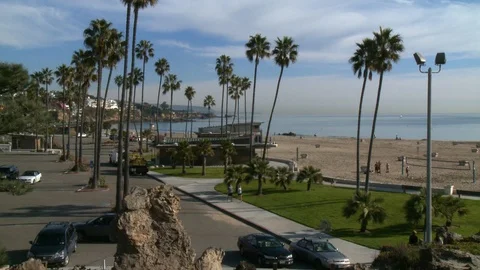 Panoramic view on California beach. Video stock 88234217