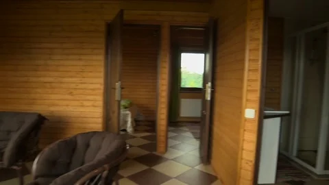 Panoramic view in the camping cabin Stock Footage 237818525
