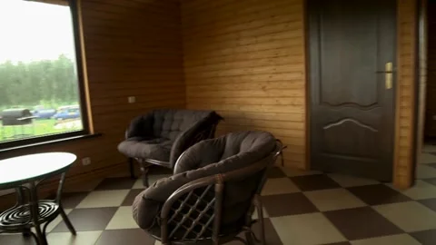 Panoramic view in the camping cabin Stock Footage 237818545