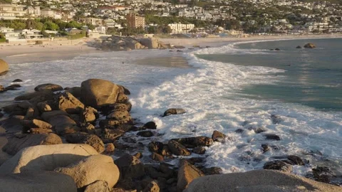 Panoramic view of Camps Bay beach and Twelve Apostles, Cape Town Stock Footage 324644048