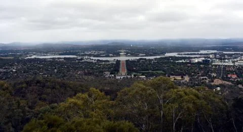 Panoramic view of Canberra (Australia) Stock Photos