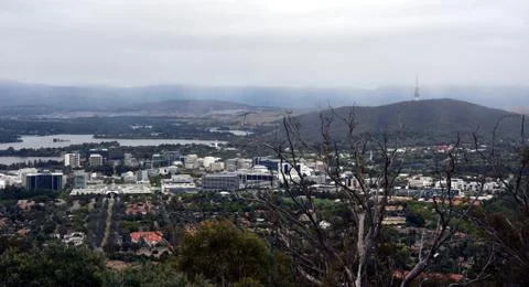 Panoramic view of Canberra (Australia) Stock Photos