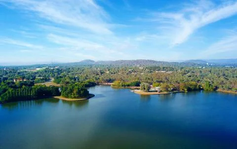 Panoramic view of Canberra (Australia) Stock Photos