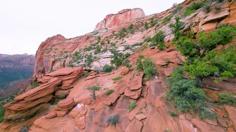 Panoramic View of Canyon Overlook Trail in Zion National Park, Utah, USA Stock Footage 331999375