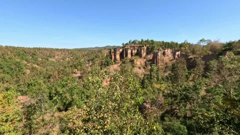 Panoramic View of Canyon Valley with Massive Rock Formations in Northern Video stock 339981792