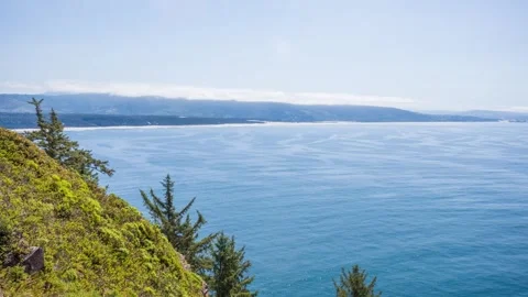 Panoramic view of Cape Lookout and the Oregon Coast with turquoise ocean water a Stock Footage 326710991